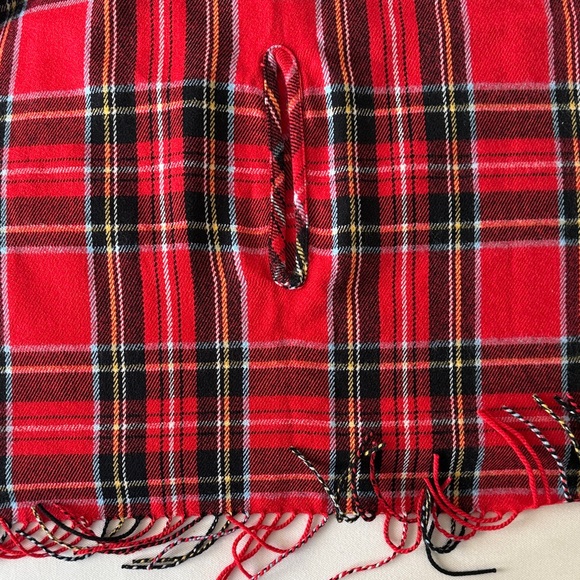 J. Crew Vibrant Red Plaid Shawl with Fringe - Picture 5 of 5